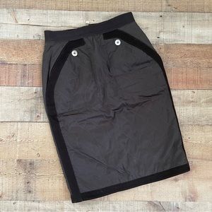 Paule Ka Full Zip Quilted Pencil Skirt Velvet Trim Size 36